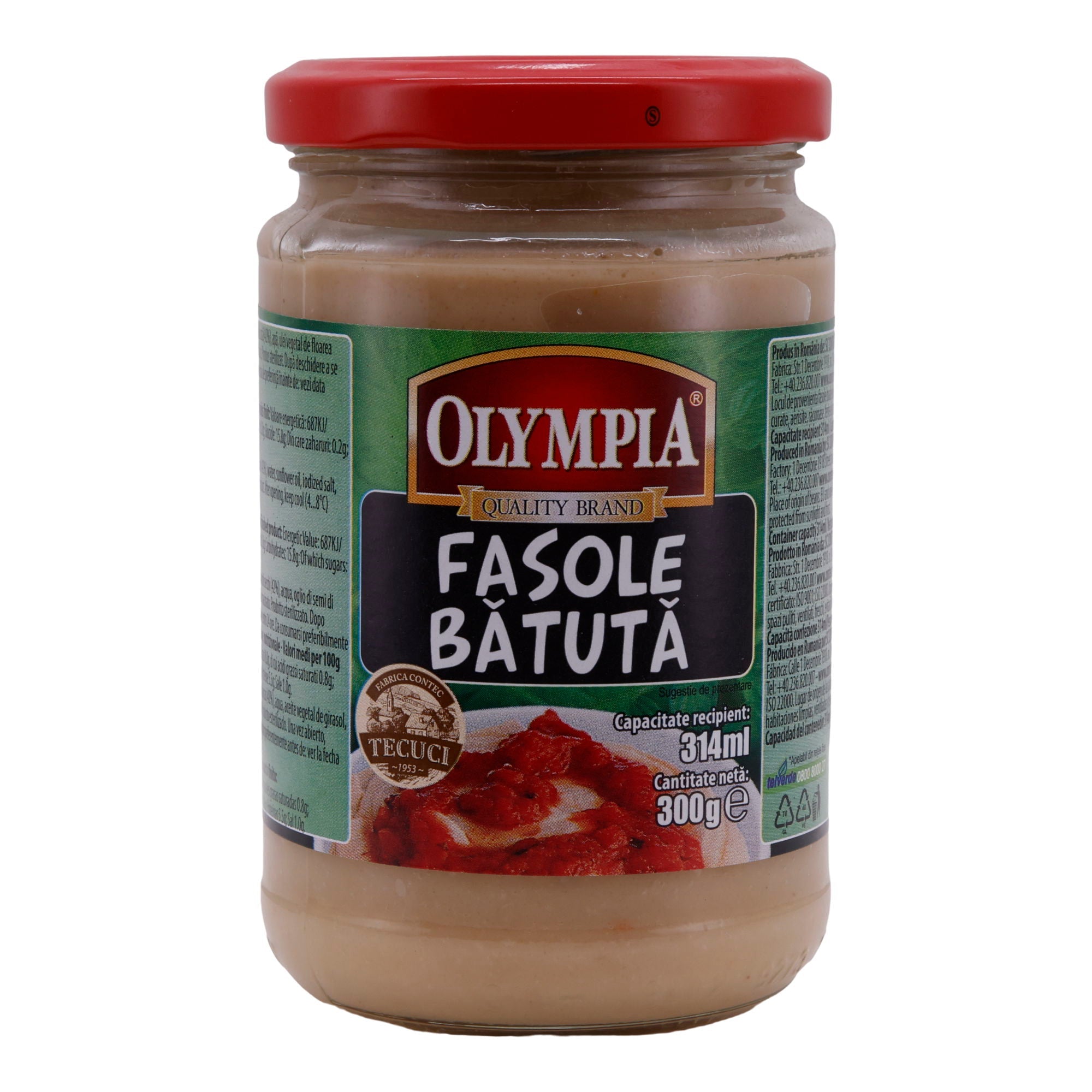 Bohnenpaste Olympia Fasole Bătută | Paste | Mit Tomatensauce | 300 g OLYMPIA